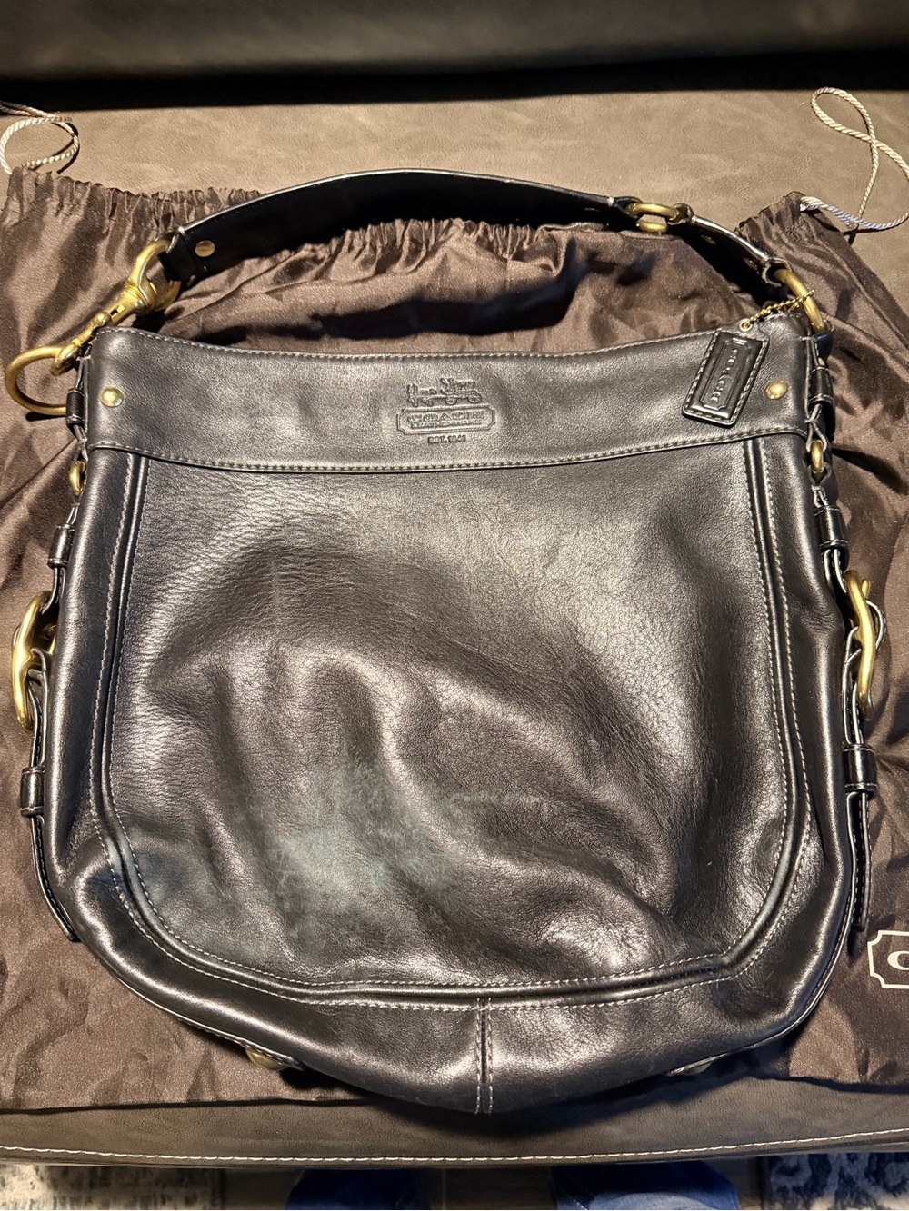 Coach Black Leather Shoulder Bag
